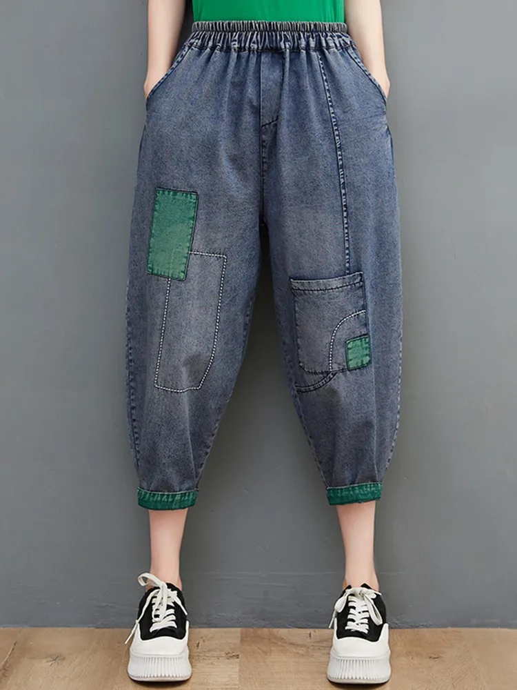 

Women Casual Jeans New Arrival 2022 Summer Simple Style Streetwear All-match Loose Female Calf-length Harem Pants B1927