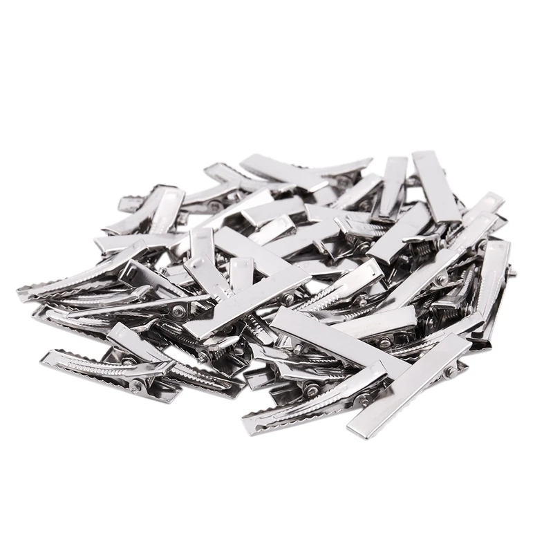 

50pcs Mini Crocodile Clips for Hair DIY - Silver