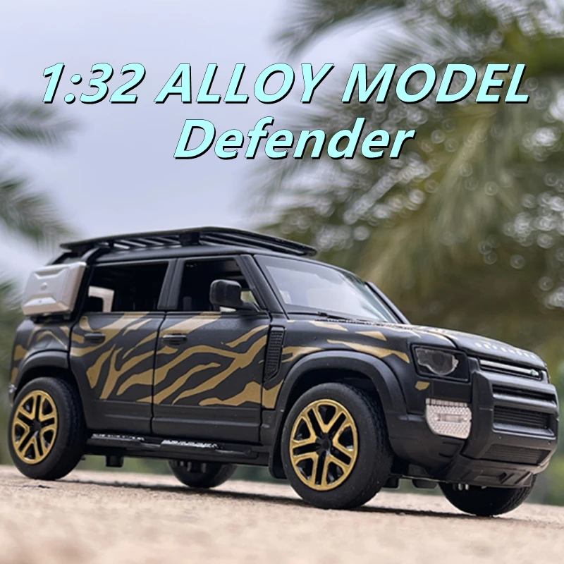 

1:32 Land Rover Defender Tiger Style Limited Edition Alloy Car Model Diecast Metal Toy Car Model Simulation Sound Light Kid Gift