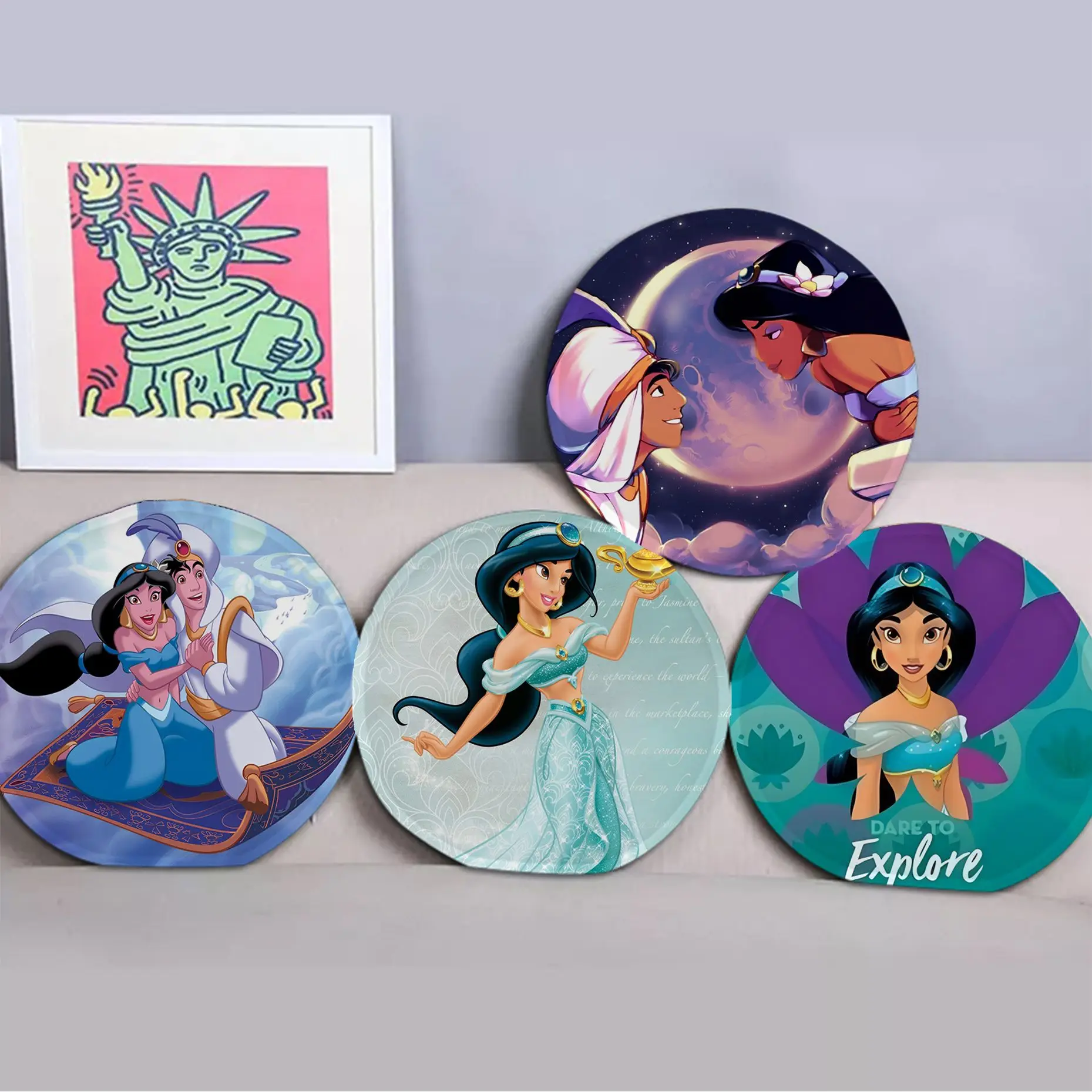 

Disney Aladdin Jasmine Princess Round Seat Pad Household Cushion Soft Plush Chair Mat Winter Office Bar Chair Mat Pad