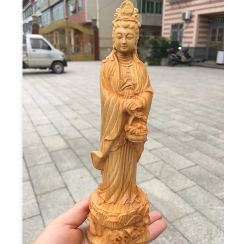 

Arborvitae Carved Ornaments Cabas Avalokitesvara Solid Wood Carving Crafts a Gift of Happiness Ornaments