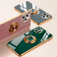 luxury plating magnetic attraction ring phone case for iphone 11 12 13 pro max mini x xr 7 8 plus se2022 soft covers with h