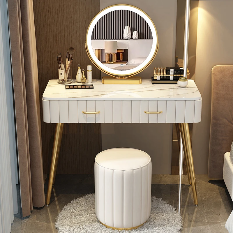 

Drawers Dressing Table Modern Mirror Lights Coffee Cabinets Makeup Organizer Table Nordic Tocador Maquillaje Bedroom Furniture