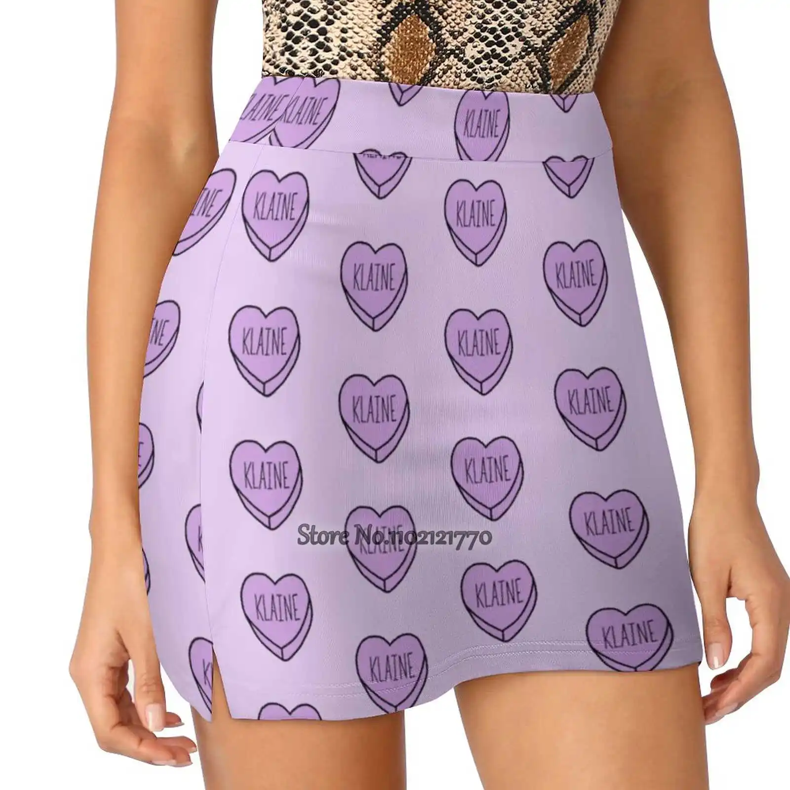 

Klaine Candy Heart Women'S Summer Fake Two Piece Skirts Casual Sports Beach Skirt Girl Skorts Kurt Hummel Chris Colfer Blaine