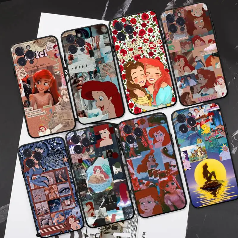 

Disney Cute Ariel The Mermaid Phone Case For iPhone 14 13 12 Mini 11 Pro XS Max X XR SE 6 7 8 Plus Soft Silicone Cover