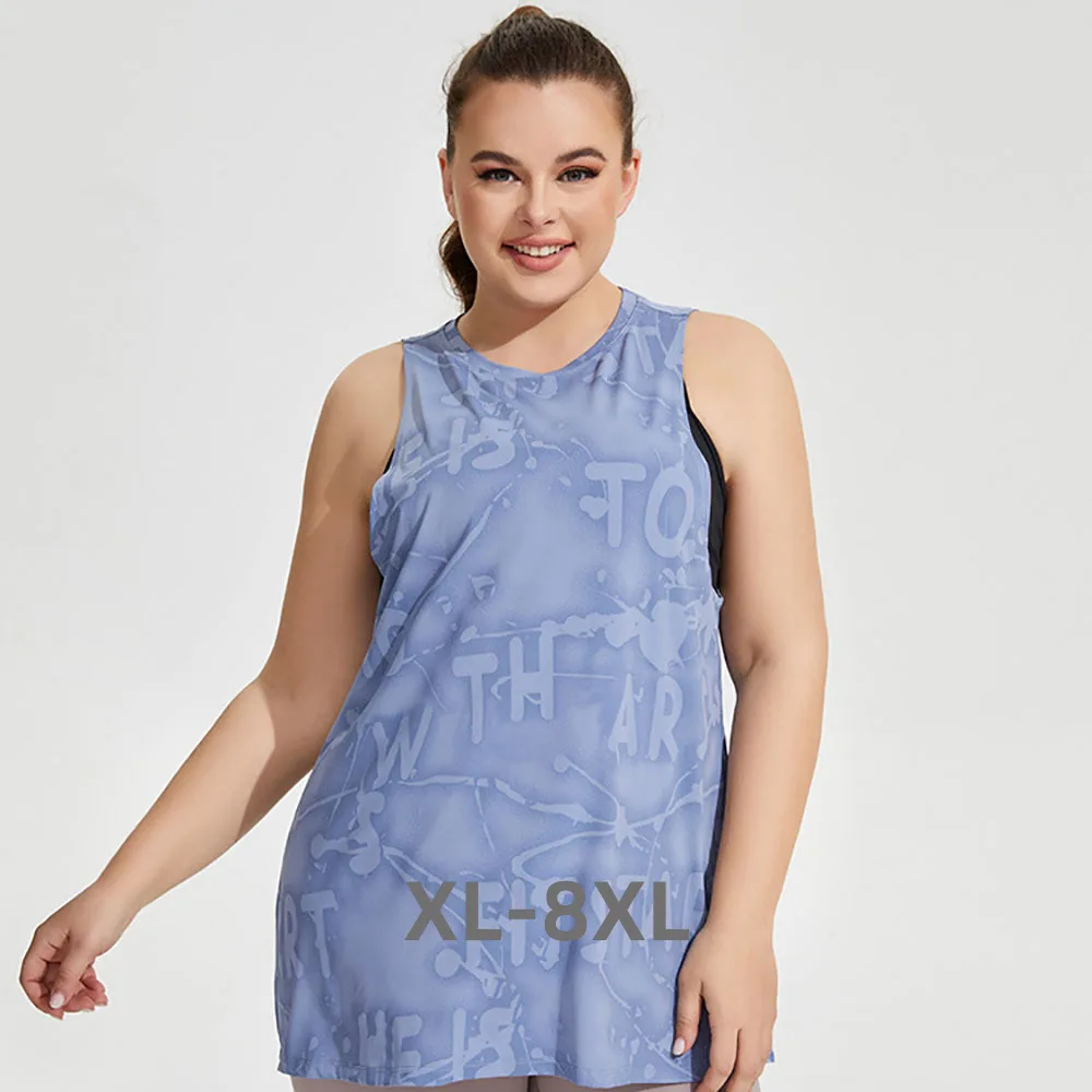 

Plus Size Summer Sexy Tank Tops Women Sleeveless Loose Female Backless Tees Tops O-Neck Quick Drying Sport Shirt Xl 2xl 3xl 4xl