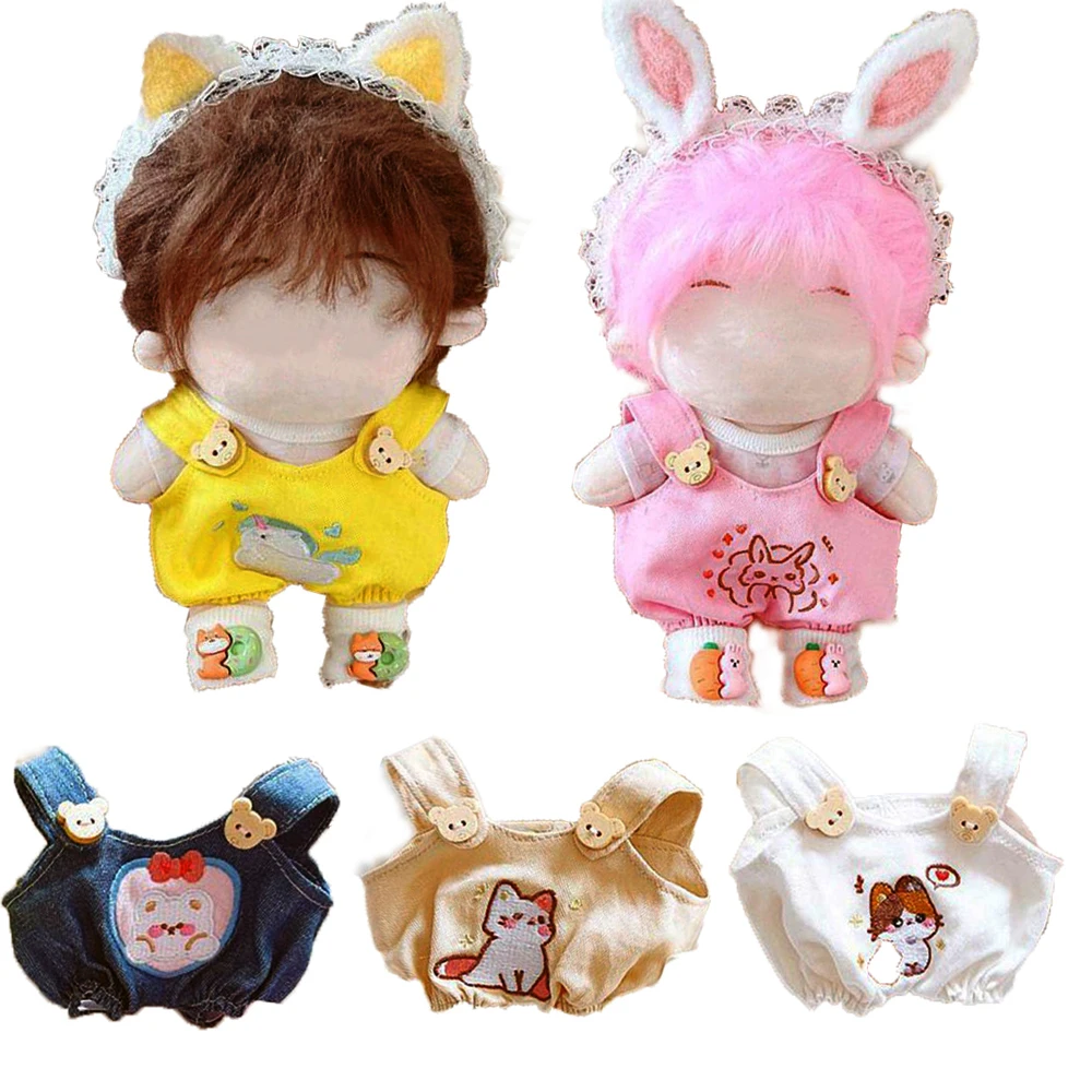 

20cm Cartoon Doll Clothes Animal Pattern Doll Wear Suspender Pants DIY Clothing Overalls Toy Accessory Gift Collection 5 Colors