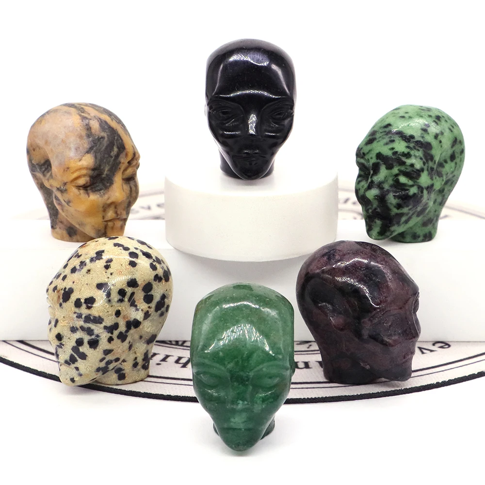 

Аниме кавайный Аватар 1,5 ", фигурки эльфа с черепом, натуральные кристаллы и камень, статуя инопланетянина, домашний декор, подарок для детей на Хэллоуин