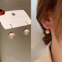 2022 new korean fashion simple metal pearl earrings for women girls pure gold small wedding earings party jewelry gift