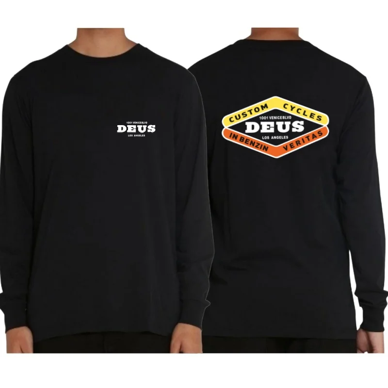 DEUS EX MACHINA черные футболки для пар с длинным рукавом и круглым вырезом шикарные