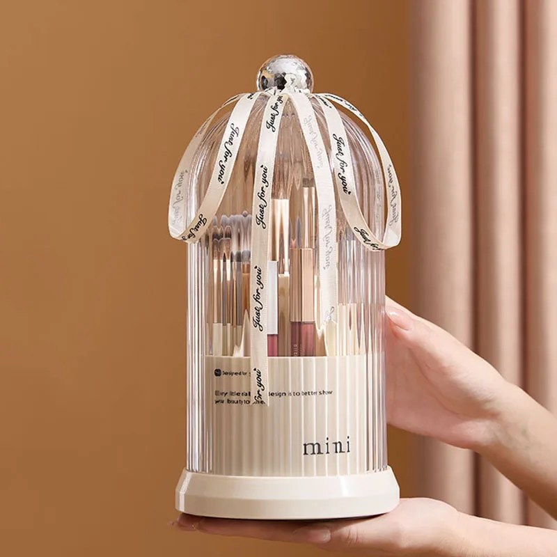 

Rotary Cosmetic brush storage cylinder transparent Large capacity pen holder Dustproof eyebrow pencil storage box organizer