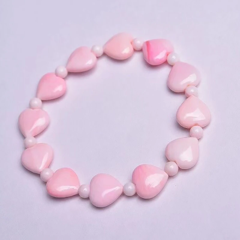 

Wholesale Fine Pink Natural Shell Bracelet Heart-shaped Beads Bracelets For Women Girl Gift Fashion Jewelry