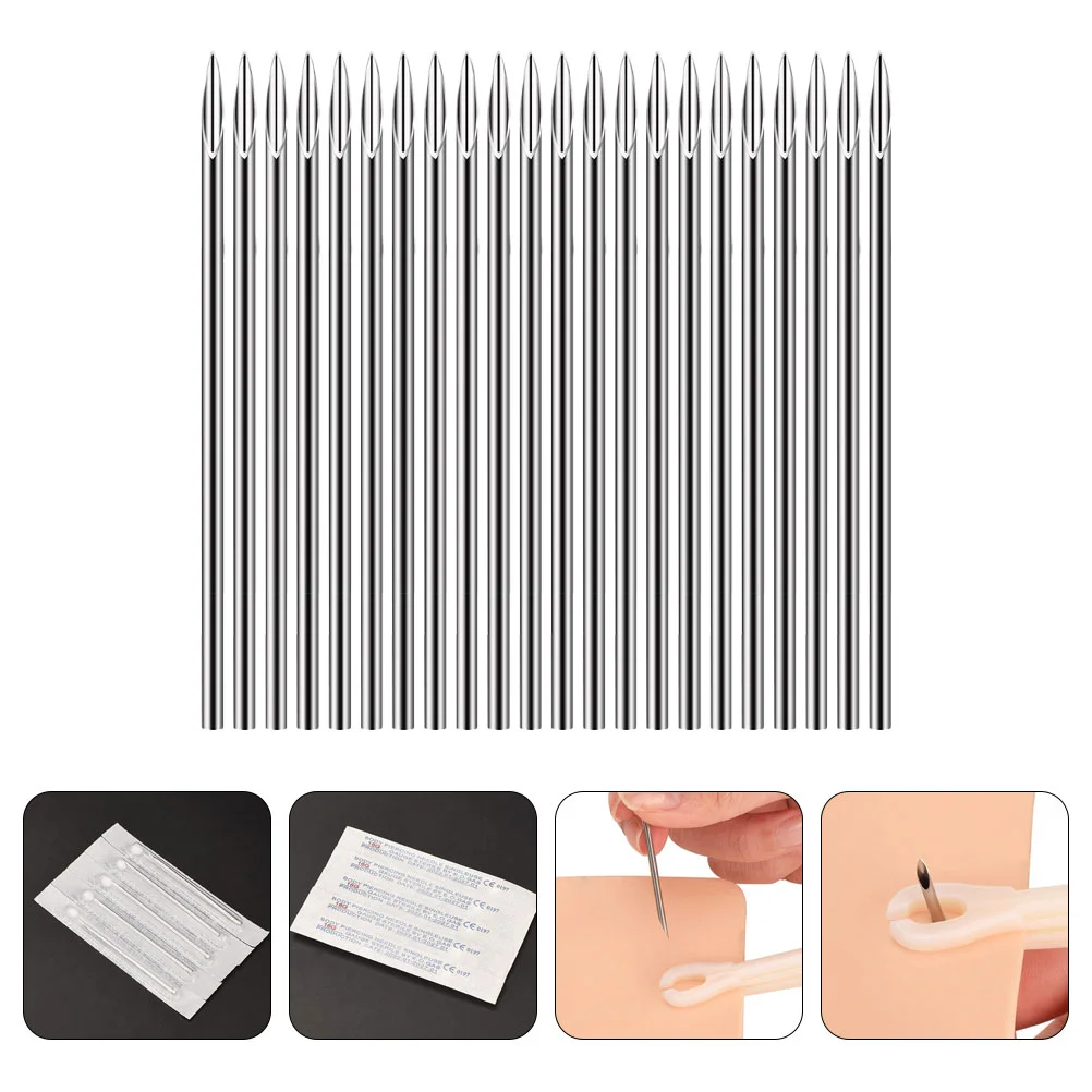 

100 Pcs Disposable Puncture Needle Metal Needles Body Ear Stainless Steel Lip