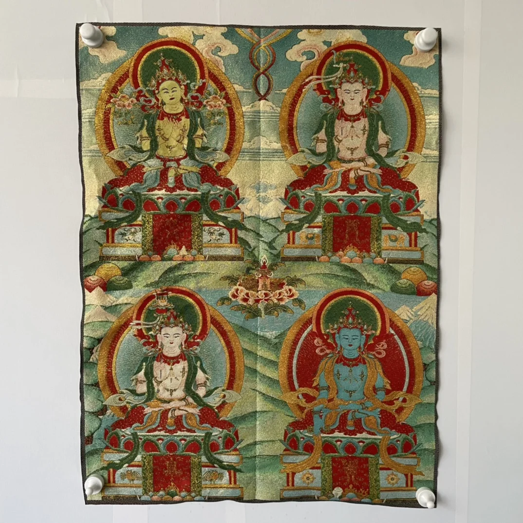 Тибет тангка шелковая вышивка непальский Золотой Шелковый портрет niutouming King David