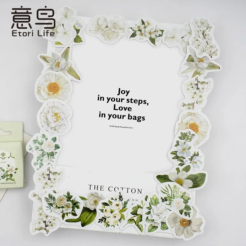 

46pcs/pack Box Stickers White Lover Vintage Floral Hand account Album DIY Decorative Stickers Stationery decorative sticker
