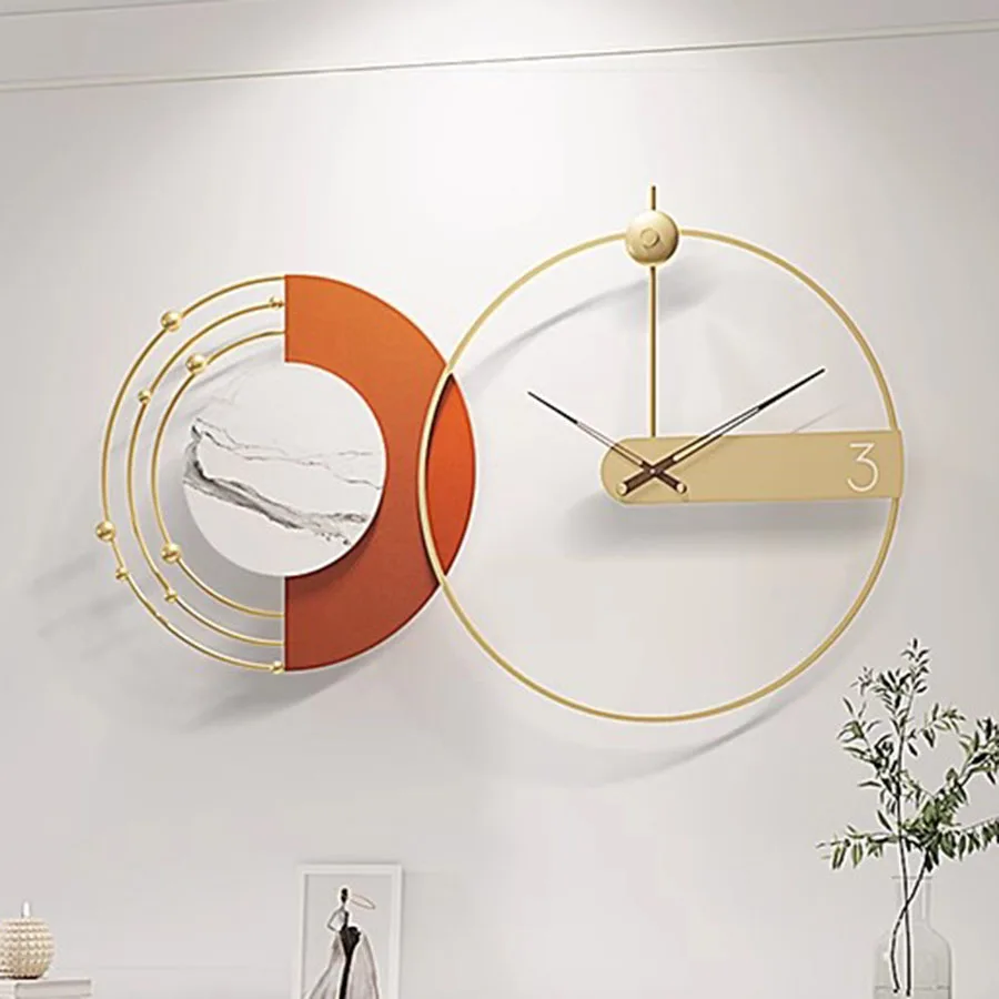 

Gift Home Wall Clock Decoration Hand Art Gold Unique Living Room Wall Clock Pieces Round Modern New Design Chambre Wall Decor