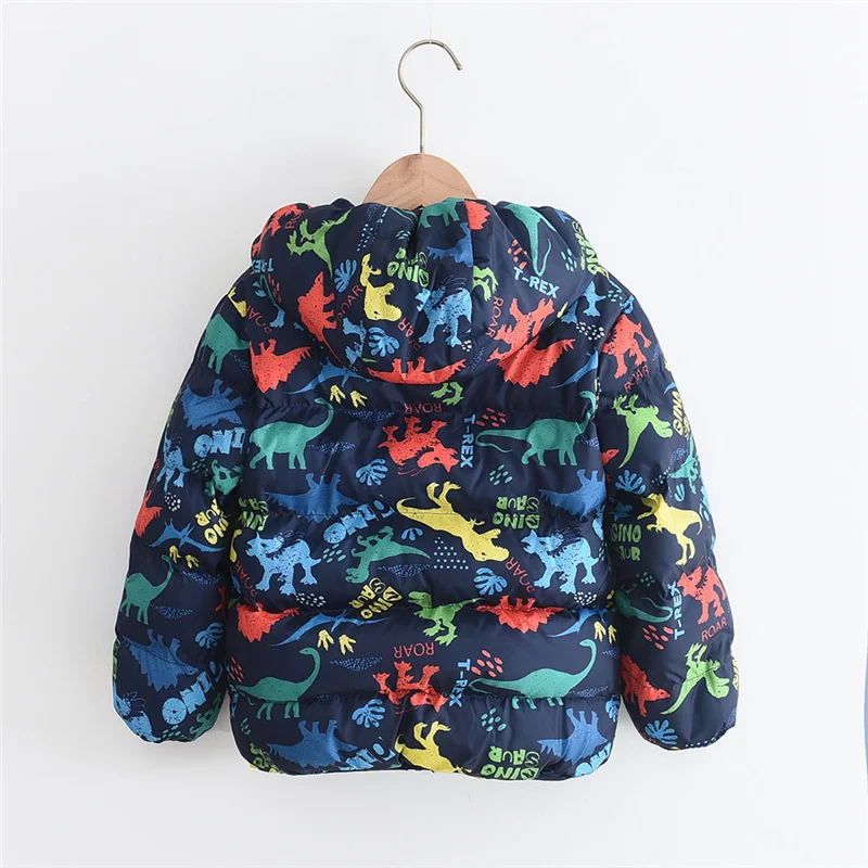 Детская зимняя куртка с капюшоном и мультяшным принтом |