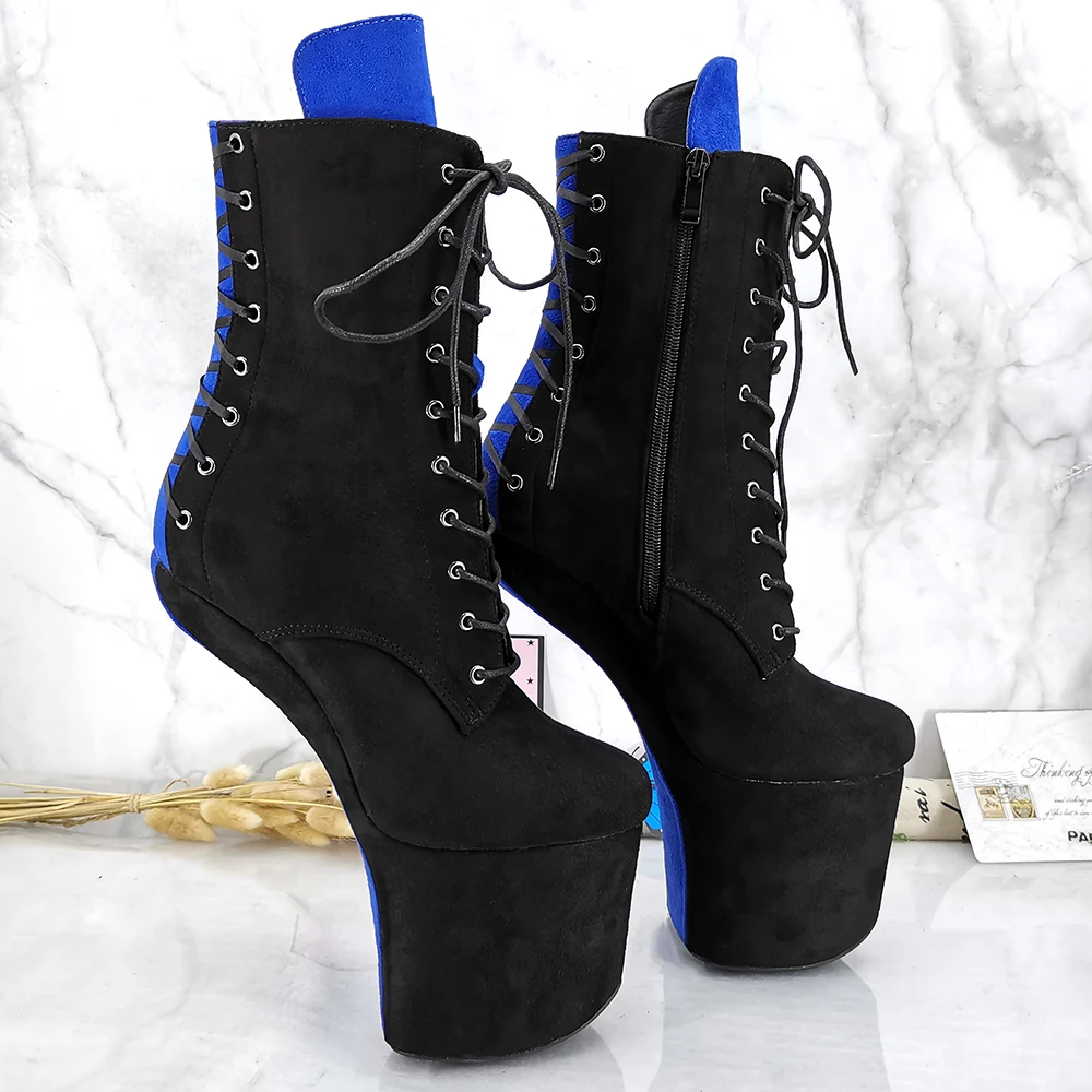 Leecabe Lace Up Ankle Boots Sexy Exotic Pole Dance Stripper young trend fashion color matching shoes