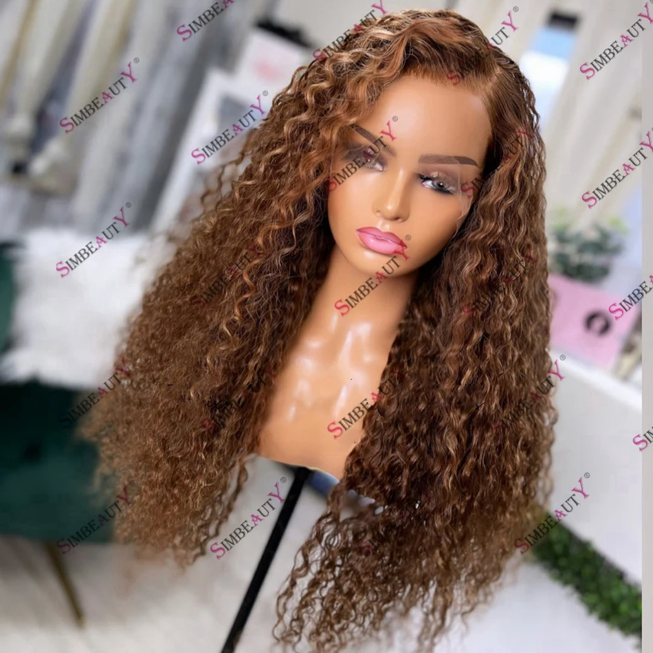 

Kinky Curly Human Hair Ashy Brown 200 Density Remy Peruvian Lace Front Wig for Blacl Women Natural Hairline Glueless Lace Wig