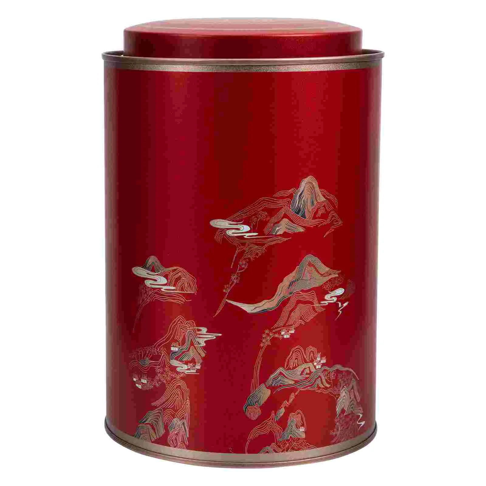 

Tea Tinplate Jar Metal Sealed Canister Sugar Storage Can Round Loose Seasoning Pots Tin Lid Caddy