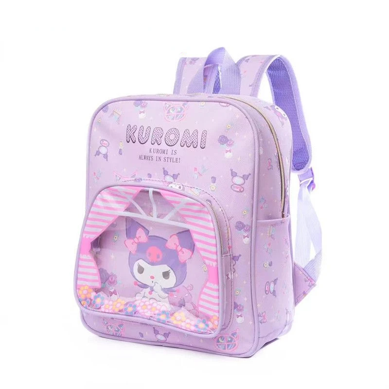 Kuromi-mochila de piel sintética Para niños pequeños, morral escolar Para estudiantes de...