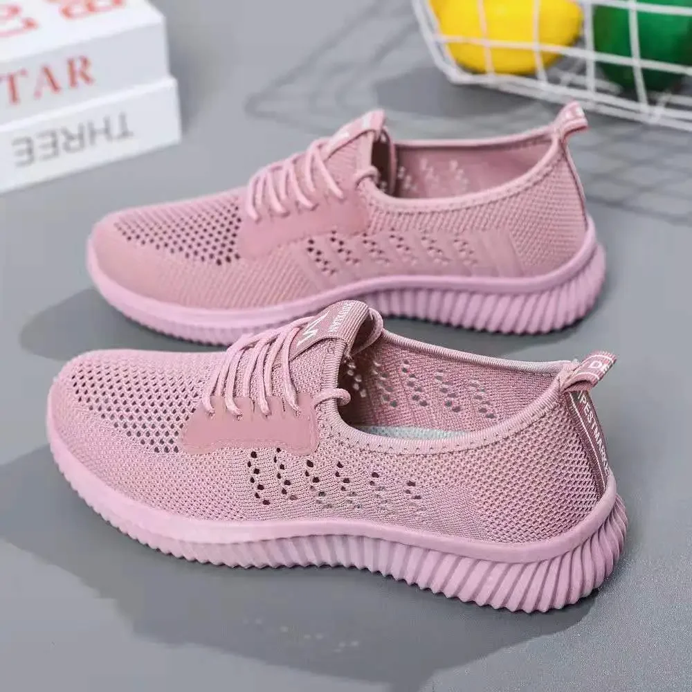 

shoes female han edition sports recreational shoe joker breathable wear resistant surface mesh shoe leather white shoe