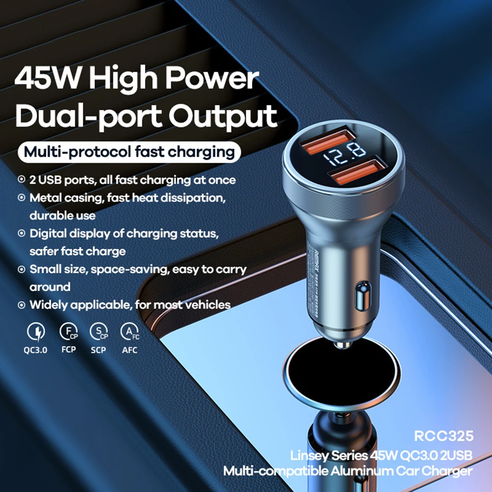 

Автомобильное зарядное устройство с двумя USB-портами, 5 А, 12-24 В