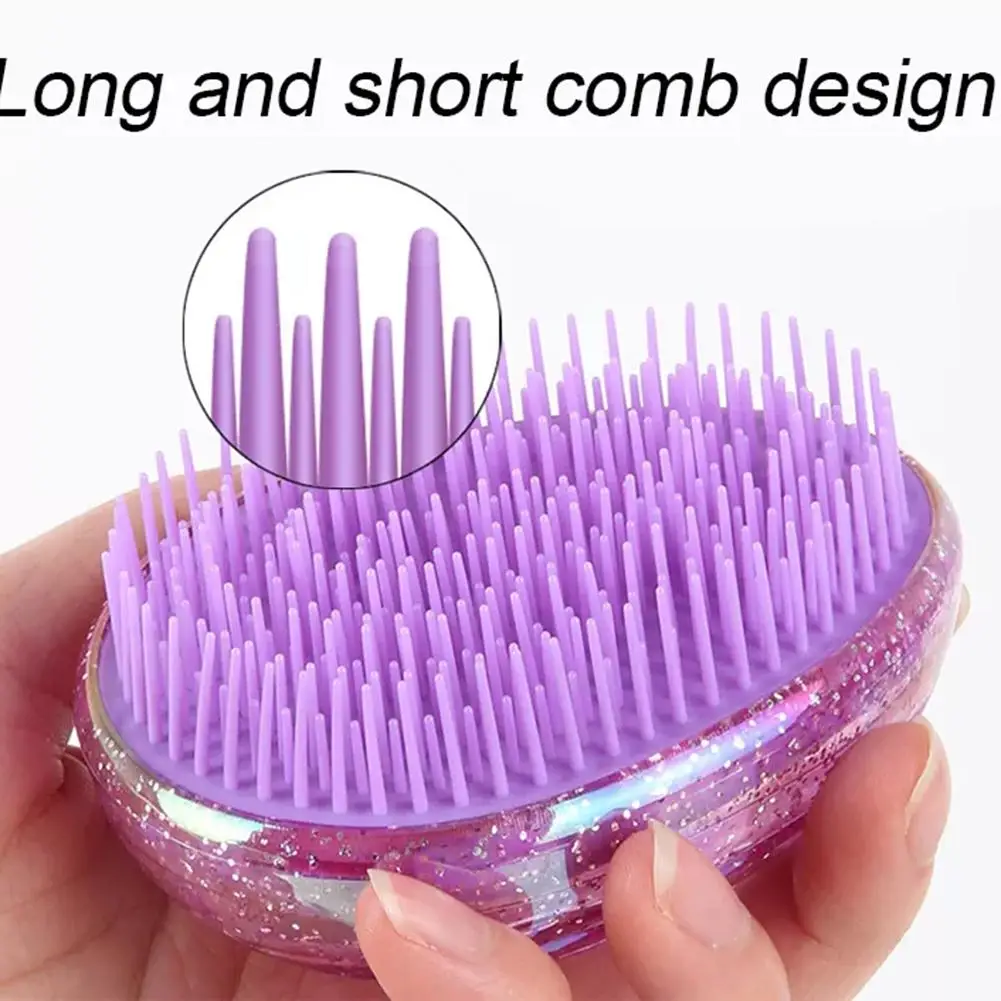 

Colorful Portable Egg-shaped Comb Comfortable Non-slip Rubber Handle Anti-static Hair Smoothing Massage Comb Salon Beauty Tool