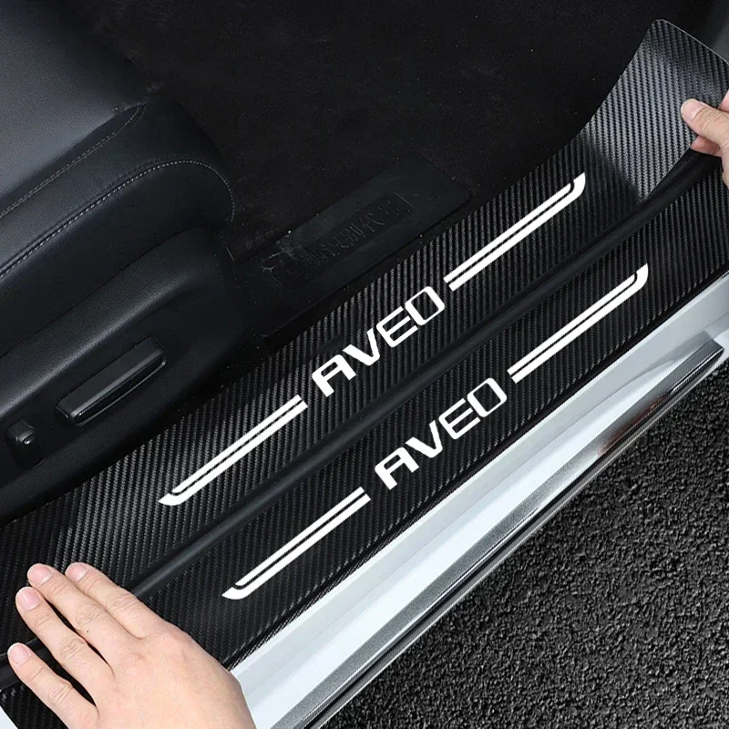 Углеродное волокно защитная наклейка на порог автомобиля накладка для Chevrolet AVEO