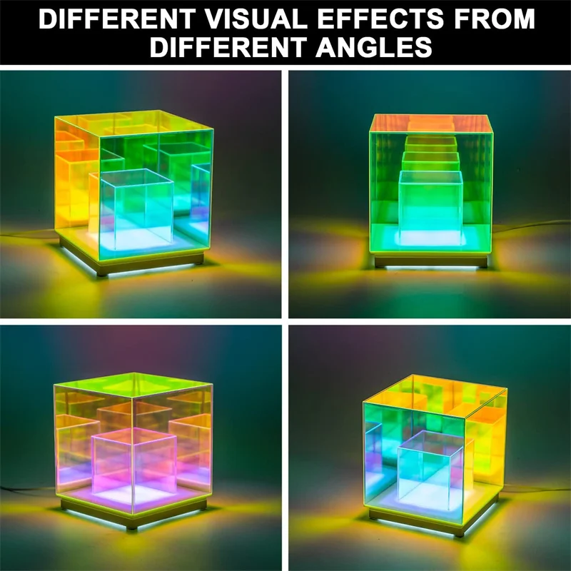 3D куб RGB/пирамида акриловый ночник с USB-зарядкой лампа креативного дизайна