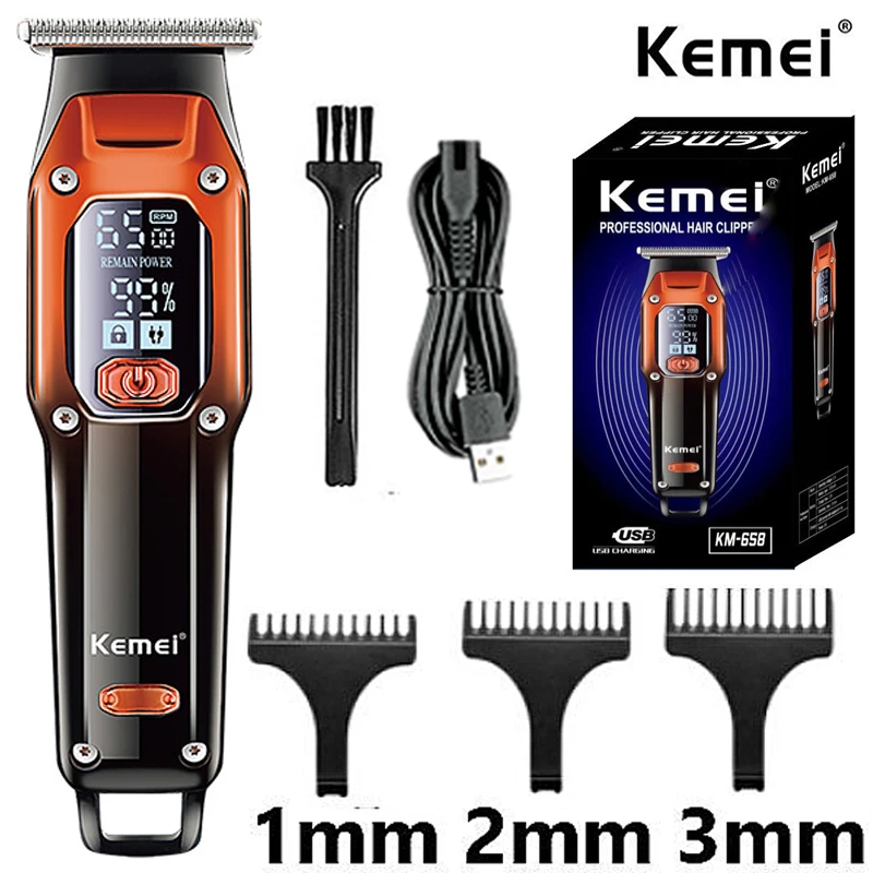 

Kemei KM-658 Professional Hair Clipper Beard Trimmer for Men LED LCD Digital Hair Clipper Carving Clippers Electric Razor