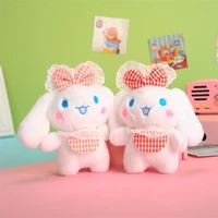 kawaii sanrio anime cinnamorol cross dressing dog japanese cute pendant cartoon soft plush toy schoolbag doll keychain for girl