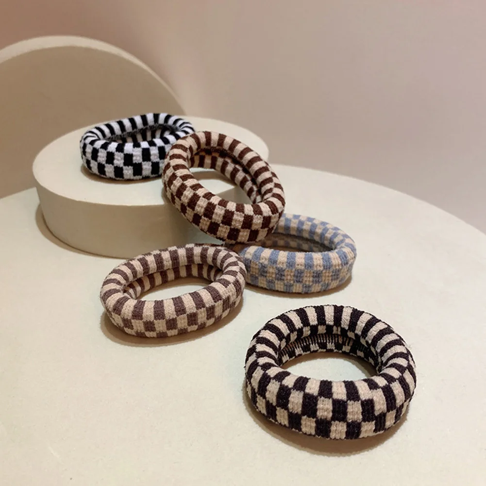 

Chessboard Seamless Large Intestine Towel Hair Circle Fashion Net Red Blogger's Same Hair Rope Hair Ornament Headrope