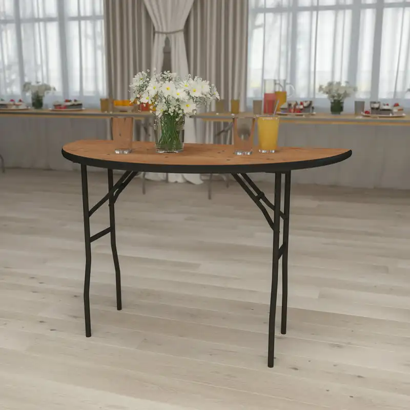 

4-Foot Half-Round Wood Folding Banquet Table