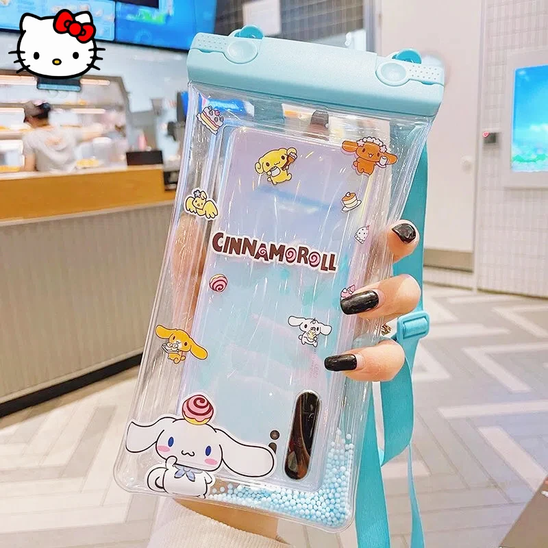 

Kawaii Sanrio Cinnamoroll мобильный телефон Водонепроницаемая сумка Kuromi My Melody для плавания с сенсорным экраном подвесной шейный водонепроницаемый тел...