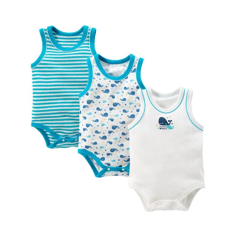 Baby Boys Summer Vest Romper 3 Pieces in 1 Pack Toddler Boy Bodysuits