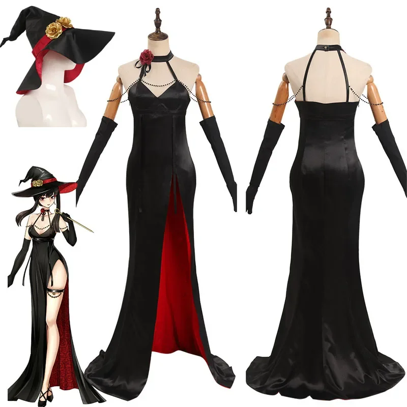 

SPY cos FAMILY Yor Forger Cosplay Costume Witch Dress Outfits Halloween Carnival Suit