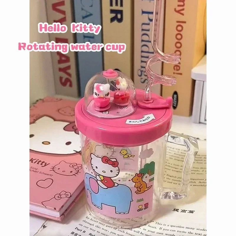 400 мл Sanrio аниме мультфильм Hello Kitty вращающаяся соломенная чашка для воды Kawaii My Melody