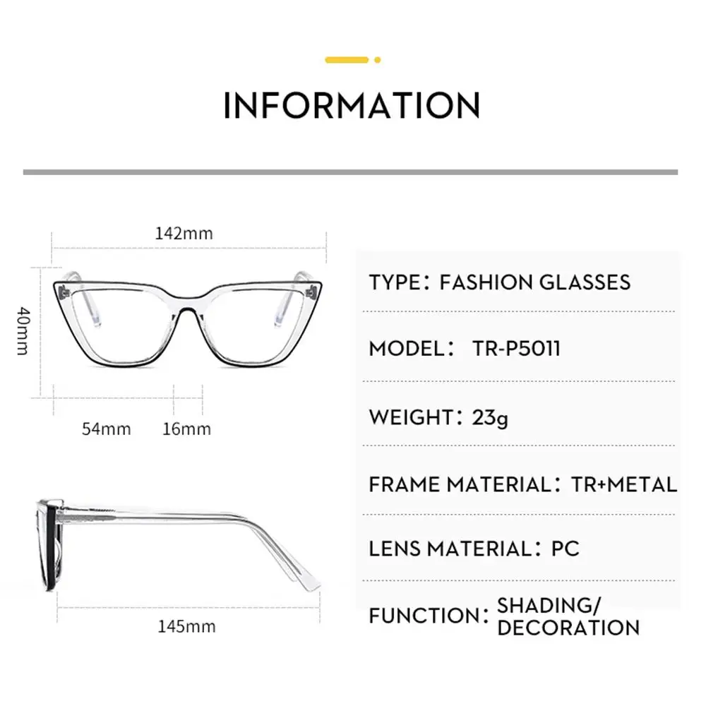 New TR90 Blue Light Glasses Non-Prescription Frame for Women Cat Eye Fake Glasses Computer Glasses Anti Glare UV Eyewear images - 6