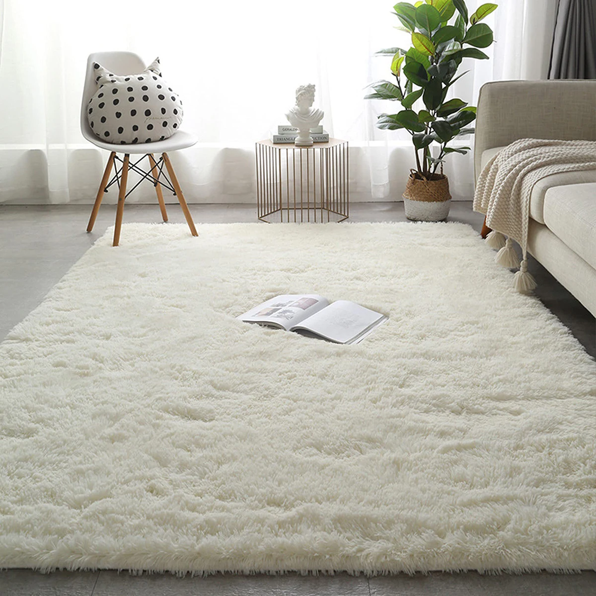 Плюшевый ковер подходит для гостиной белые мягкие пушистые ковры спальни ванной