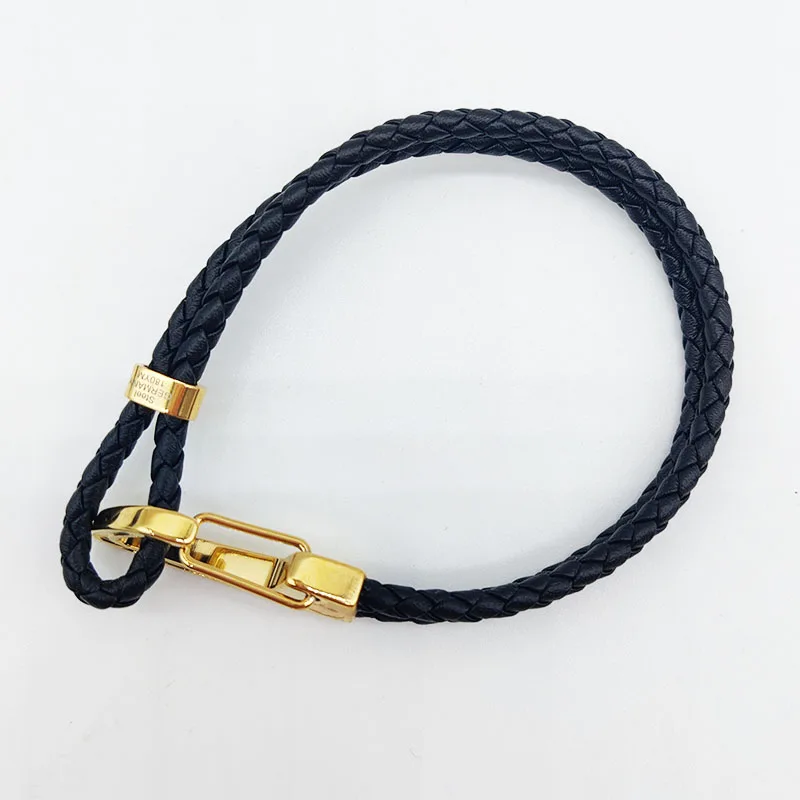 JW73 MB  Leather Bracelet Lobster Clasp With Six Star Couple Rope For Men