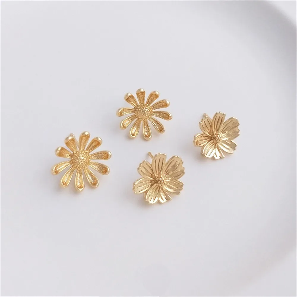 

14K Gold Filled Plated 3d Cherry blossom Daisy with pendant earrings 925 silver needle Mori earrings DIY earrings jewelry
