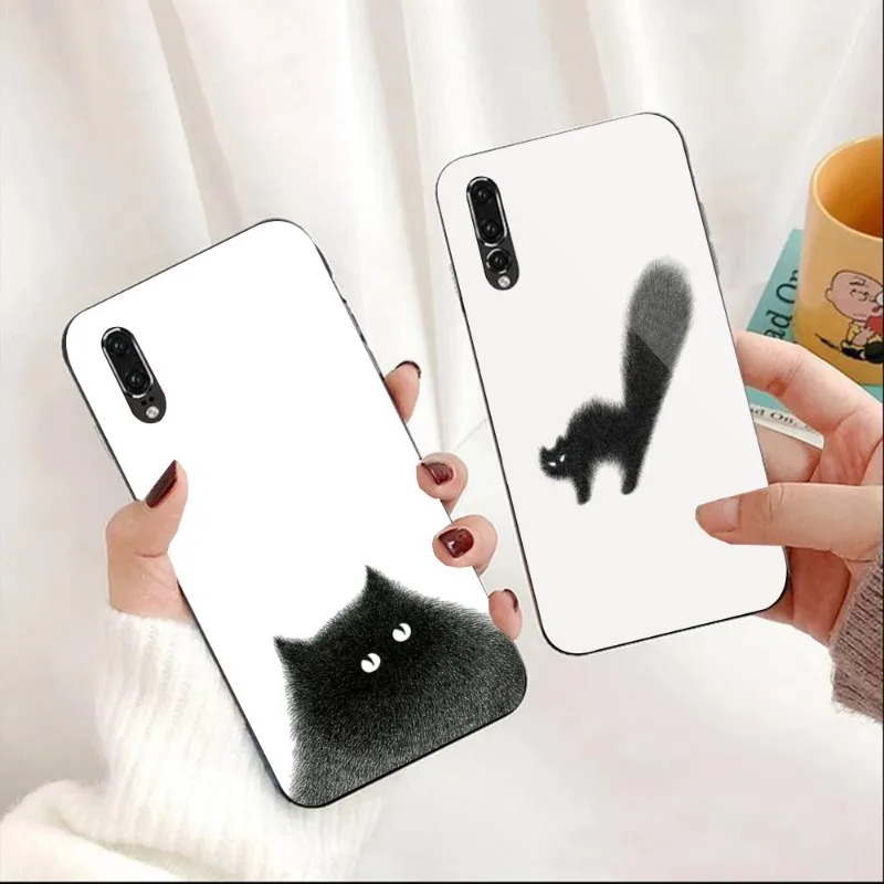 

Чехол со смешным котом для телефона Huawei P50 P40 P30 P20 Pro Mate 40 30 20 Pro Nova 9 8 7 PC, стеклянный чехол для телефона