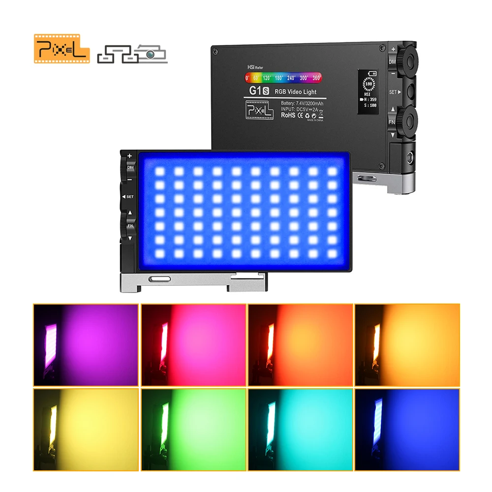 Pixel G1S RGB LED Fill Light Photography Full Color Rechargeable Dimmable Panel Studio Professional Lamp for YouTube Video Shoot