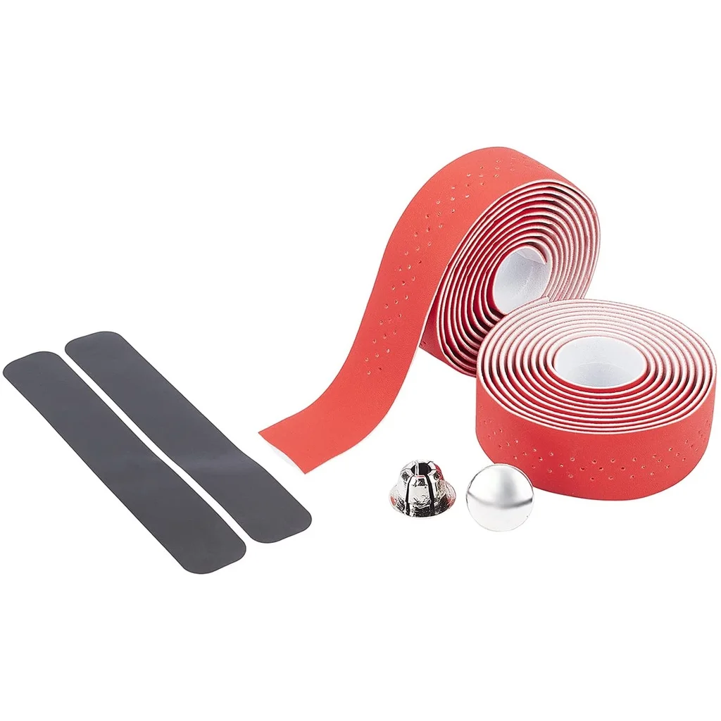 

2 Rolls Road Bike Handle Tape Handlebar Tape Bicycle Bar Wraps with 2PCS End Plugs and Self-Adhesive Stripes Red