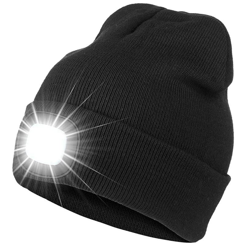 

ASDS-LED Beanie Hat, Rechargeable Bright LED Headlight Cap, Unisex Winter Warm Knitted Hats, For Running Hiking