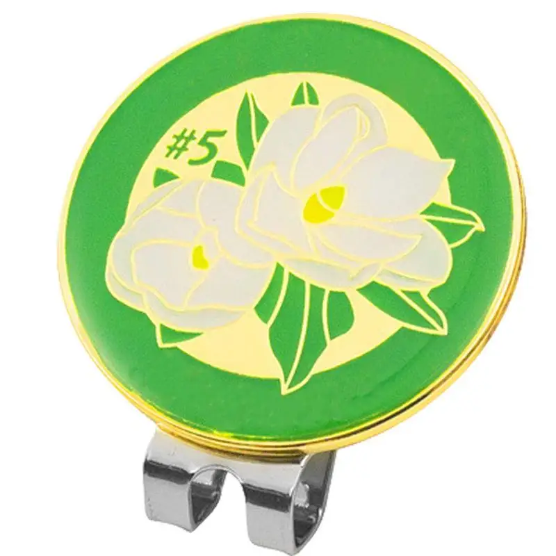 

Golf Marker Holder Golf Marker Hat Clip Designed In Magnolia Flower Magnetic Hat Clip For Golf Sports Court For Golf Gloves Hats