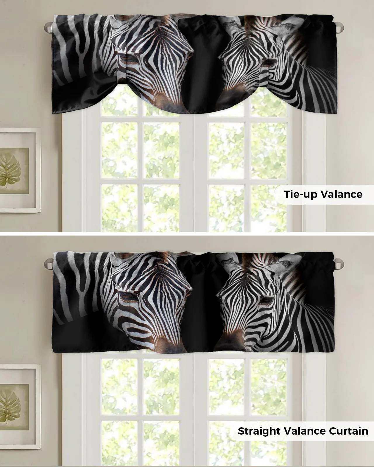 Шторка с животным зеброй черный цвет фотообои-вверх карманная Короткая