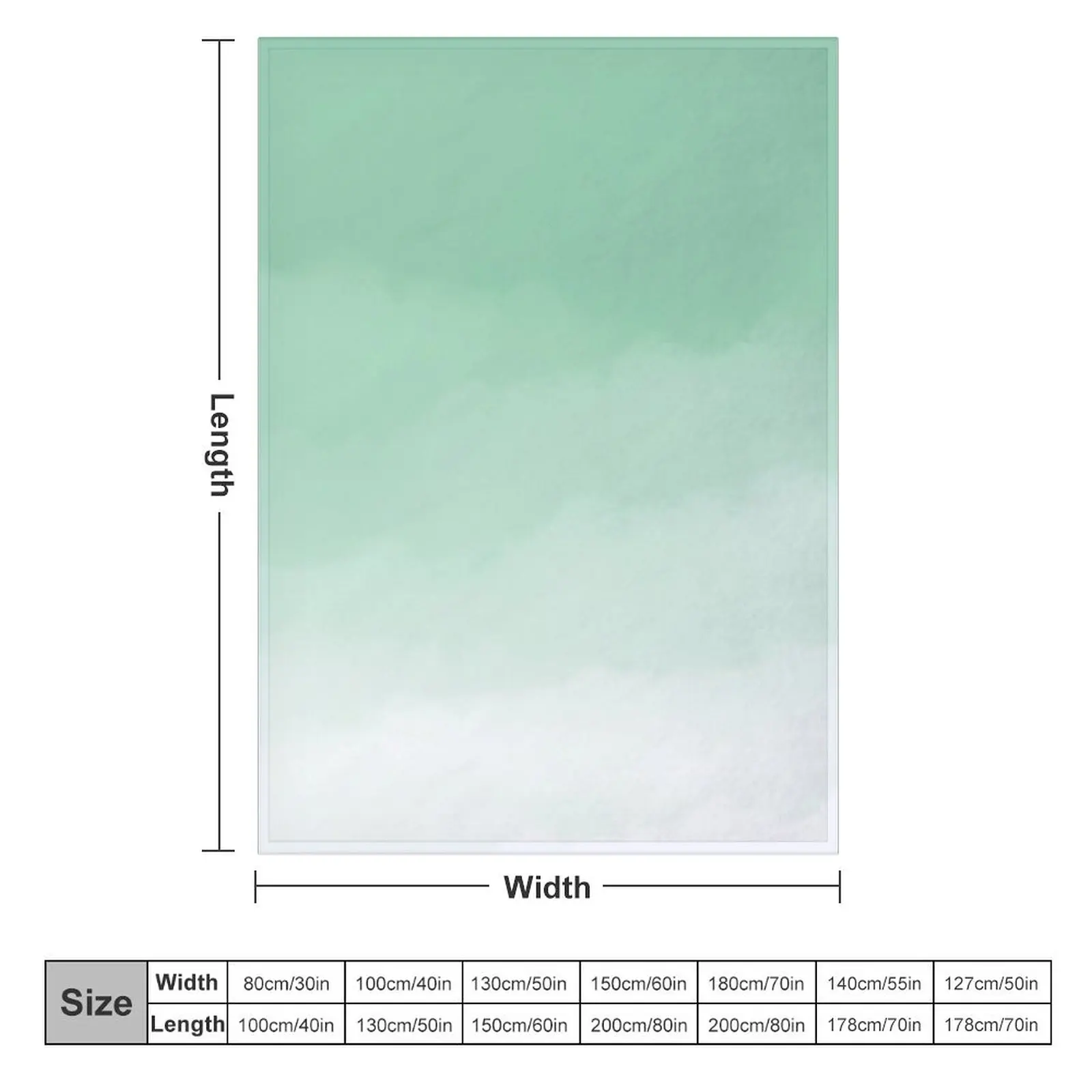 Зеленое акварельное одеяло морской воды с эффектом омбре (зеленое/белое)