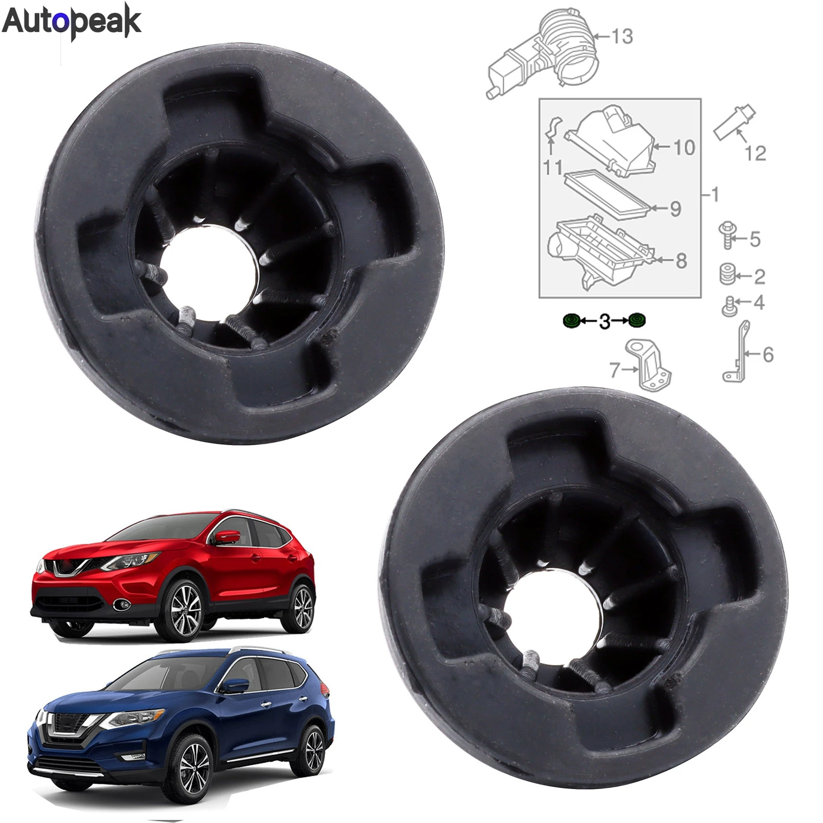 

2 шт., резиновая втулка для Nissan XTrail Qashqai Rogue Sport T30 T31 T32 J10 J11